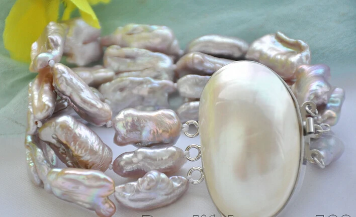 

>>>>Z6997 3Strds 20mm LAVENDER BAROQUE DENS KESHI REBORN PEARL braeclet 8inch