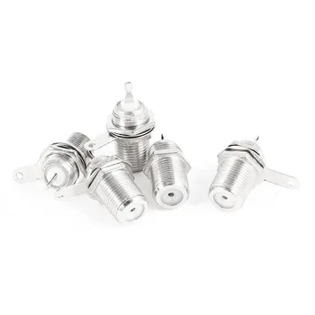 

5 Pcs F Type Panel Mounted Socket Female Jack Solder Connector Adapter
