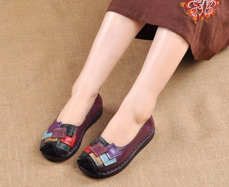 2018 Fashion Women Shoes Genuine Leather Loafers Women Mixed Colors Casual shoes Handmade Soft Comfortable Shoes Women Flats NEW (9)