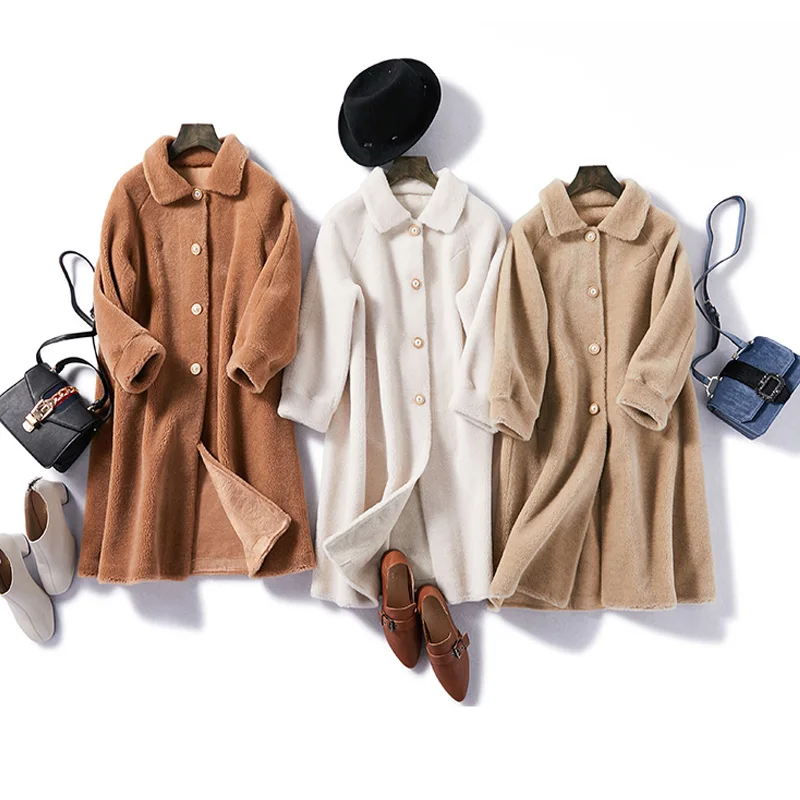 

Maylofuer Real Lamb Fur Coat Women Autumn and Winter Wool Fur Sheep Shearing Long Windbreaker Style Temperament Warm Coats