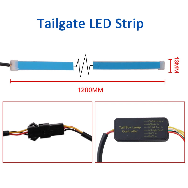 Flexible Tailgate LED Strip Light Bar Reverse Brake Turn Signal Tail For Ford Dodge Ram Chevy Chevrolet Backup Reverse Brake Tail Turn Signal Light 5-Function Red White For Truck SUV Pickup (3)