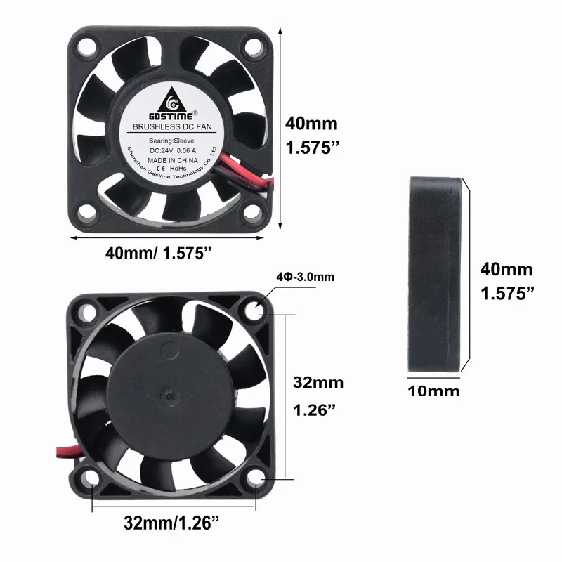 2 шт. Бесщеточный Охлаждающий вентилятор 4 см 40 мм x 10 мм|fan 40x40x10mm|computer fanfan 24v |