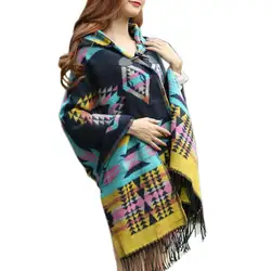 Модные женские туфли в богемном стиле в клетку накидка пончо куртка шаль шарф 6 цветов T55