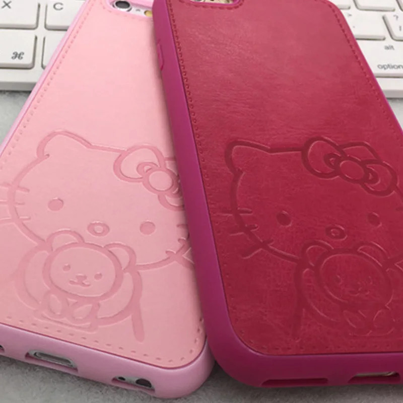 

JiBan All inclusive Soft Silicone Mobile Phone Case For iPhone 6 6S Plus 7 8 Plus X Leather Shatter-resistant Shell KT Hug Bear