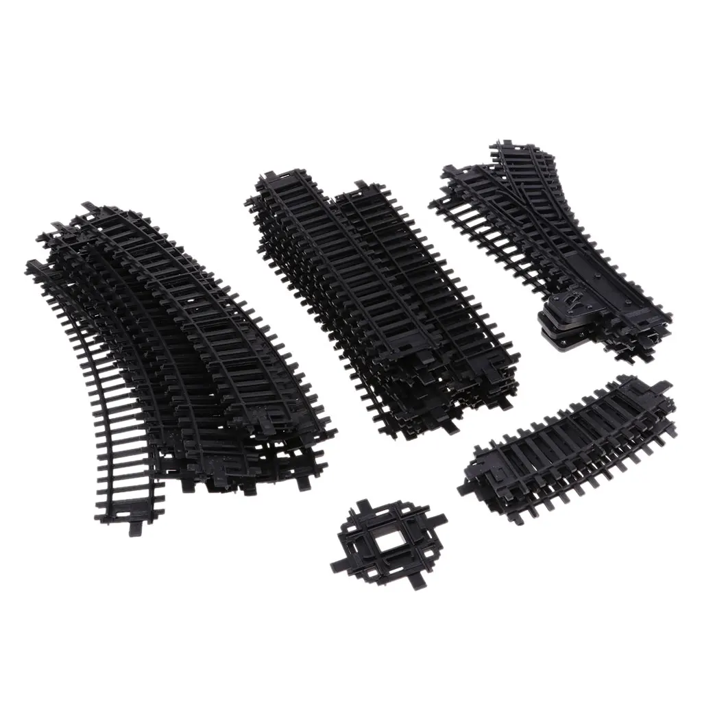 

1:87 Scale Plastic Model Railroad HO Gauge Train Track Scenery Layout 41Pcs Oval/Straight/Switch Right