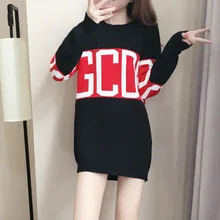 Yang Mi with 2017 spring and autumn in the long sleeve head thickened GCDS letter sweater coat loose woman Yang Mi with 2017 spring and autumn in the long sleeve head thickened GCDS letter sweater coat loose woman