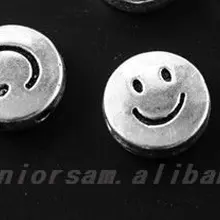 500 шт. Тибет серебра усмешки Spacer бисера 10 мм