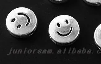 

500Pcs Tibet Silver Smile Face Spacer Bead 10mm