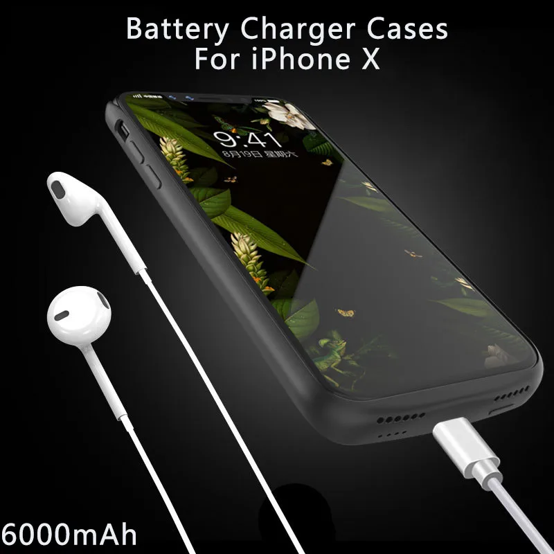 Goedkoop UVR Voor iphone x Batterij case 6000 mah capaciteit Lader Externe Batterij Power Bank Alle inclusive Case voor iphone x back cover