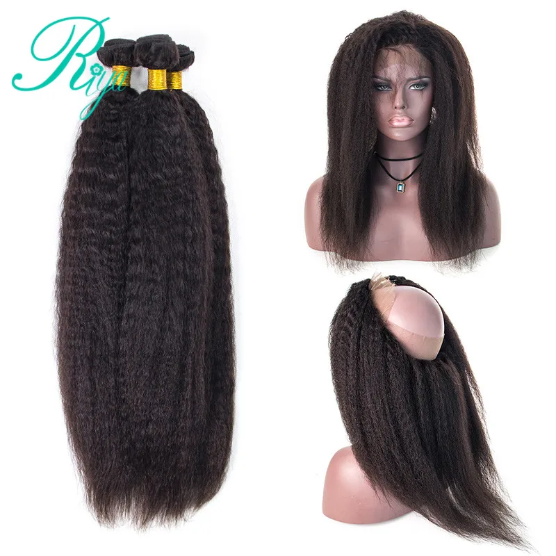 kinky straight  bundles with 360 lace frontal closure  (1)