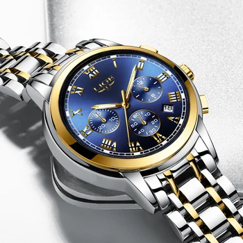 

LIGE Mens Watches Top Brand Luxury Waterproof 24 Hours Date Quartz Watch Mens Stainless Steel Sport Watch Mens Waterproof Clock