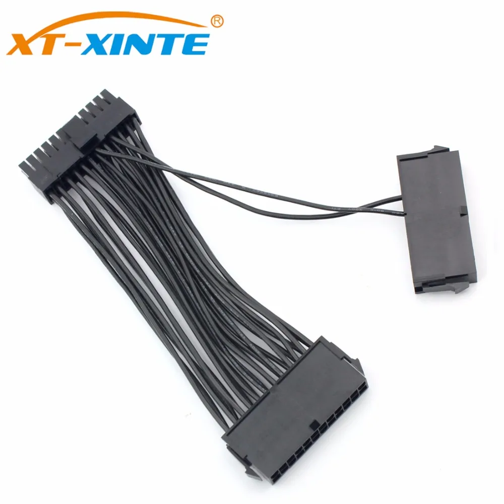 24Pin ATX Dual PSU Power Supply Extension Cable 30cm/15cm Adaptor Connector for Computer Mining Starting Line 24Pin 20+4pin