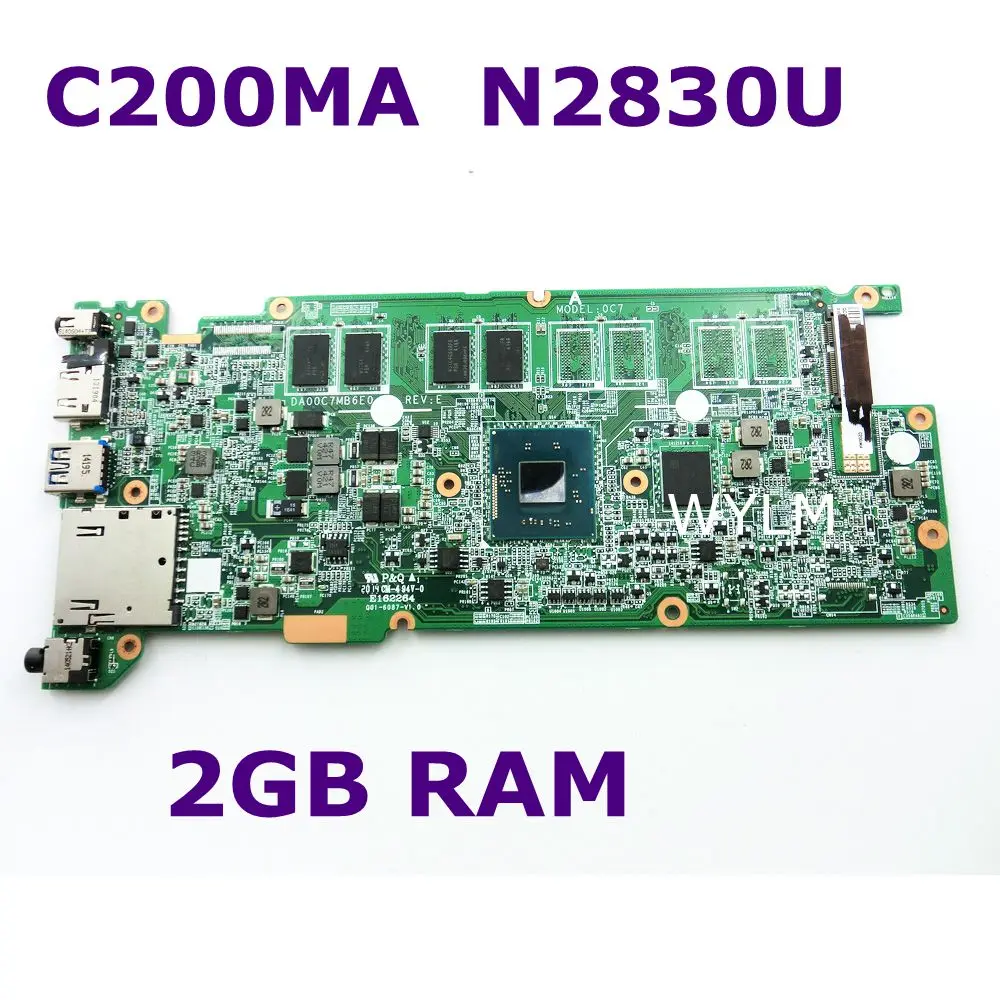 C200MA N2830 процессор 2 Гб оперативная память материнская плата DA00C7MB6E0 REV: E для ASUS C200M C200MA Материнская плата ноутбука 90NB05M0-R01000 100% тестирование