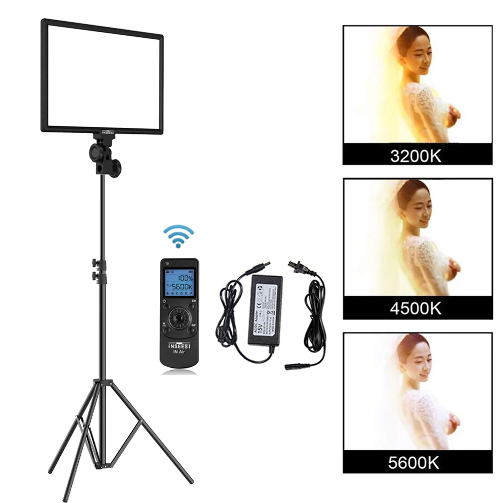 

INSEESI LED Video Light IN-600 Wireless Remote Bi-color Dimmable Studio Video Light For Camcorders Camera YouTube Live +Adapter
