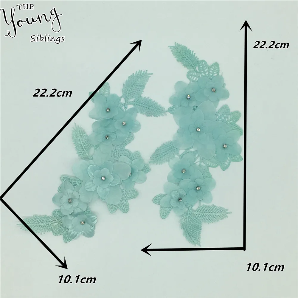 Стиль Голубое озеро Цветочная аппликация украшенная жемчугом DIY кружевной воротник тканевый швейные принадлежности для аппликации пара для продажи YL560