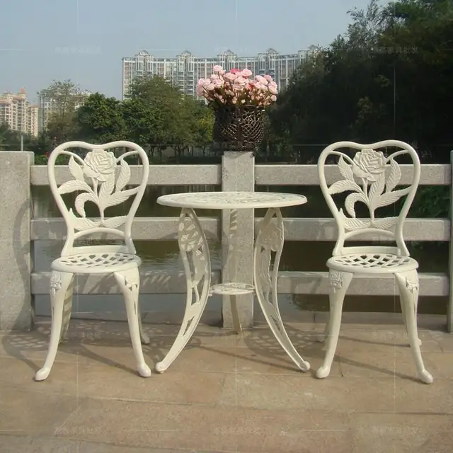 Three Piece Cast Aluminum Chairs Balcony Minimalist Fashion Three Piece Cast Aluminum Chairs Balcony Minimalist Fashion Modern Patio Furniture Garden Chair White