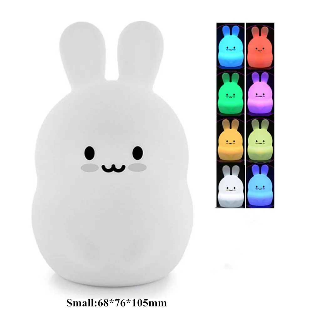 SuperNight Cute Cartoon Bear Rabbit Hippo LED Night Light Touch Sensor 8 Colors Silicone Table Lamp for Children Kids Baby Gift (3)