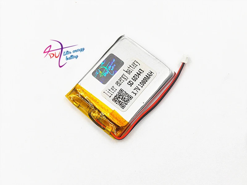 JST 1 25 мм 2pin 10x3 7 V 1000mAh разъем батареи 603443 литий полимерный LiPo аккумуляторная