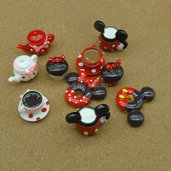 

5pcs/lot Resin hote sell Mickey&Minnie coffee cup mix size kawaii cabochons DIY christmas decorations
