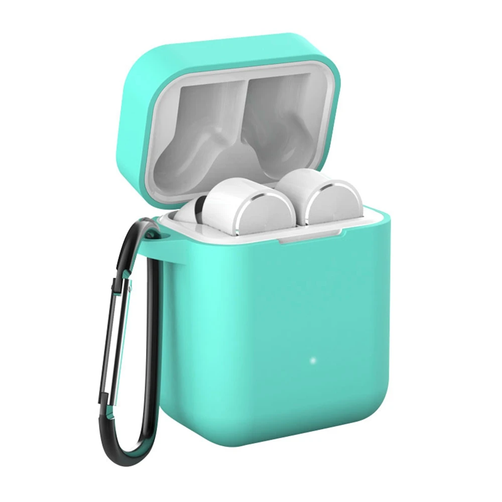 KISSCASE беспроводные Bluetooth наушники резиновый Чехол Коробка для Xiaomi Air сумка для наушников мягкие силиконовые чехлы гарнитура протекторы - Цвет: Mint Green