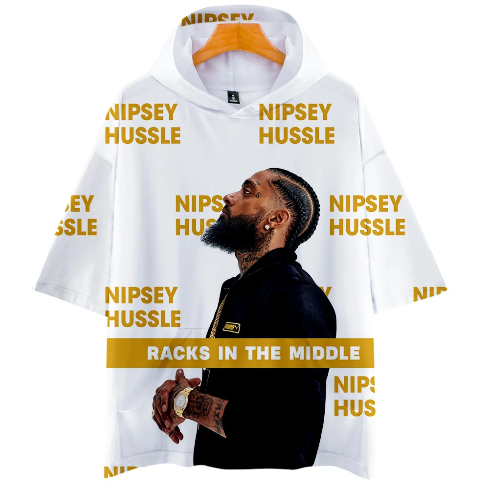 

HIP HOP FASHION nipsey hussle 3D Short sleeve with hood pattern Suitable for men and women Short sleeve with hood