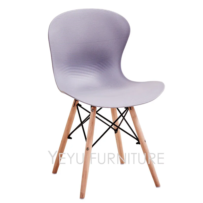 Casa moderna Sala de Jantar Cadeira Lateral de Plástico e Perna de madeira maciça Móveis Da Sala Cadeira Cadeira Simples moderno Da Forma do Projeto