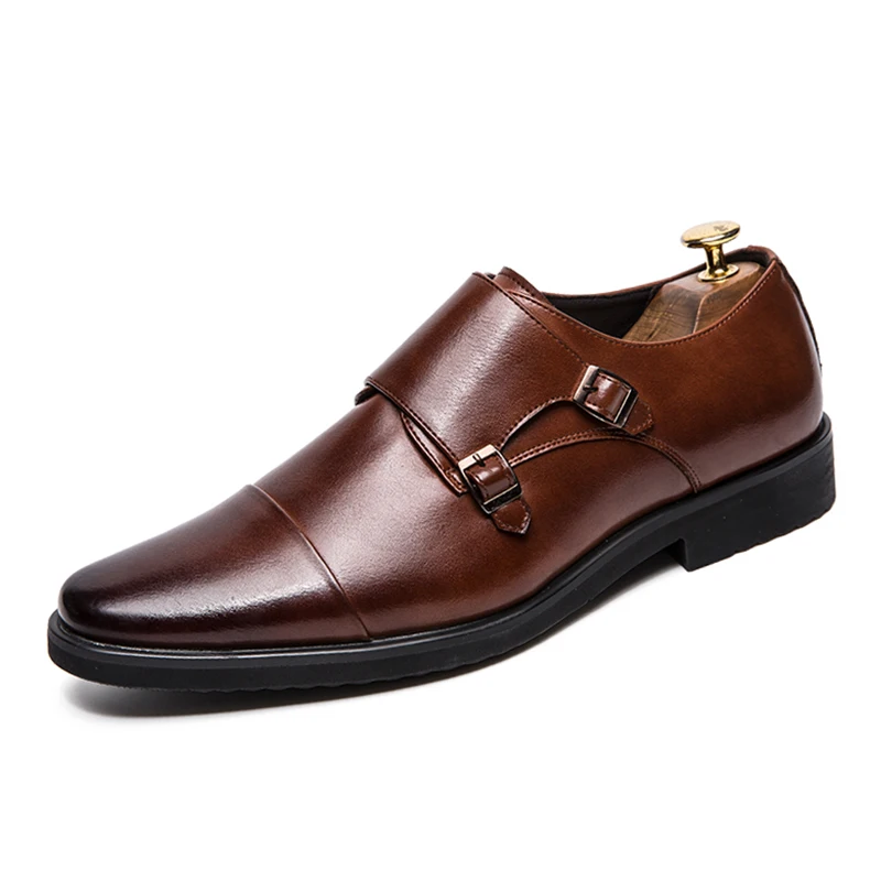 

2019 men‘s formal shoes oxford luxury brand leather dress shoes big size 38-48 design Derby male footwear flat casual Monk shoes
