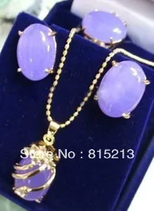 

Free shipping ddh0073 Gold-tone Inlay crystal Purple Earring Pendant Ring Set