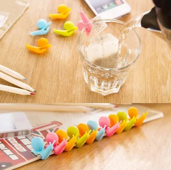 

600pcs Snail Shape Silicone Tea Bag Holder Cup Mug Tea Hanging Tool Random Color wen6343