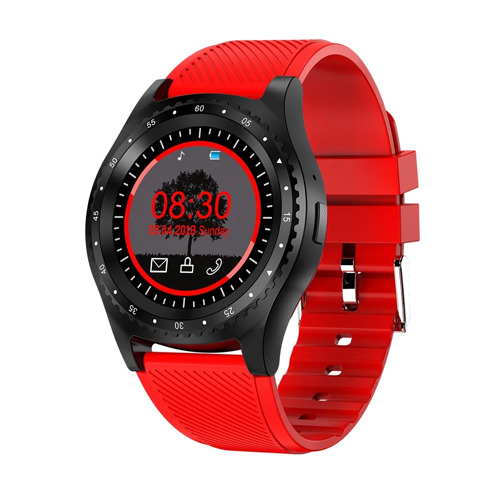 Smart Watch Men Sport Activity Fitness tracker Pedometer Sim Card Wristwatch with Camera Play Music Smartwatch - Цвет: Red