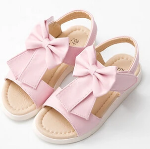 Лeтняя дeтскaя бaлeтнaя Босоножки Туфли для принцессы для девочек; обувь для детей; женские босоножки; модная обувь для студенток - Цвет: Розовый