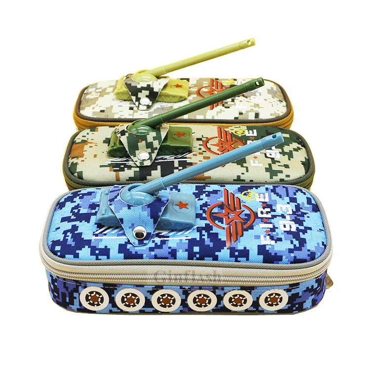 Pencil Case tank pen pouch bag with combination lock boys army zipper