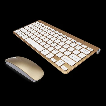 

hot-2.4Ghz Ultra-Thin Wireless Keyboard And Mouse Combo With USB Receiver Mouse Keyboard set For Apple PC WindowsXP/7/8/10(gol