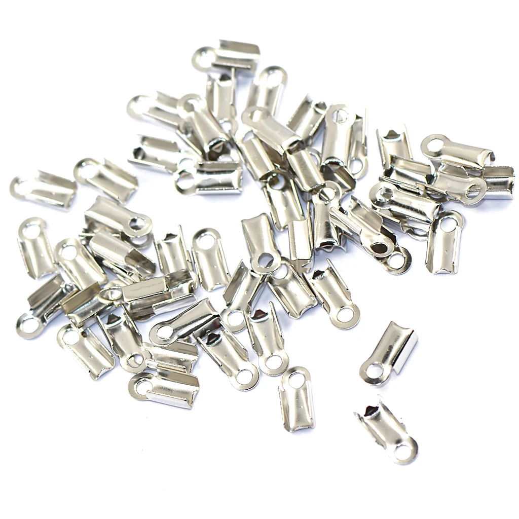 200Pcs Cord Ribbon Clamp End Crimps Findings 10 x 4.5mm for Jewelry Making