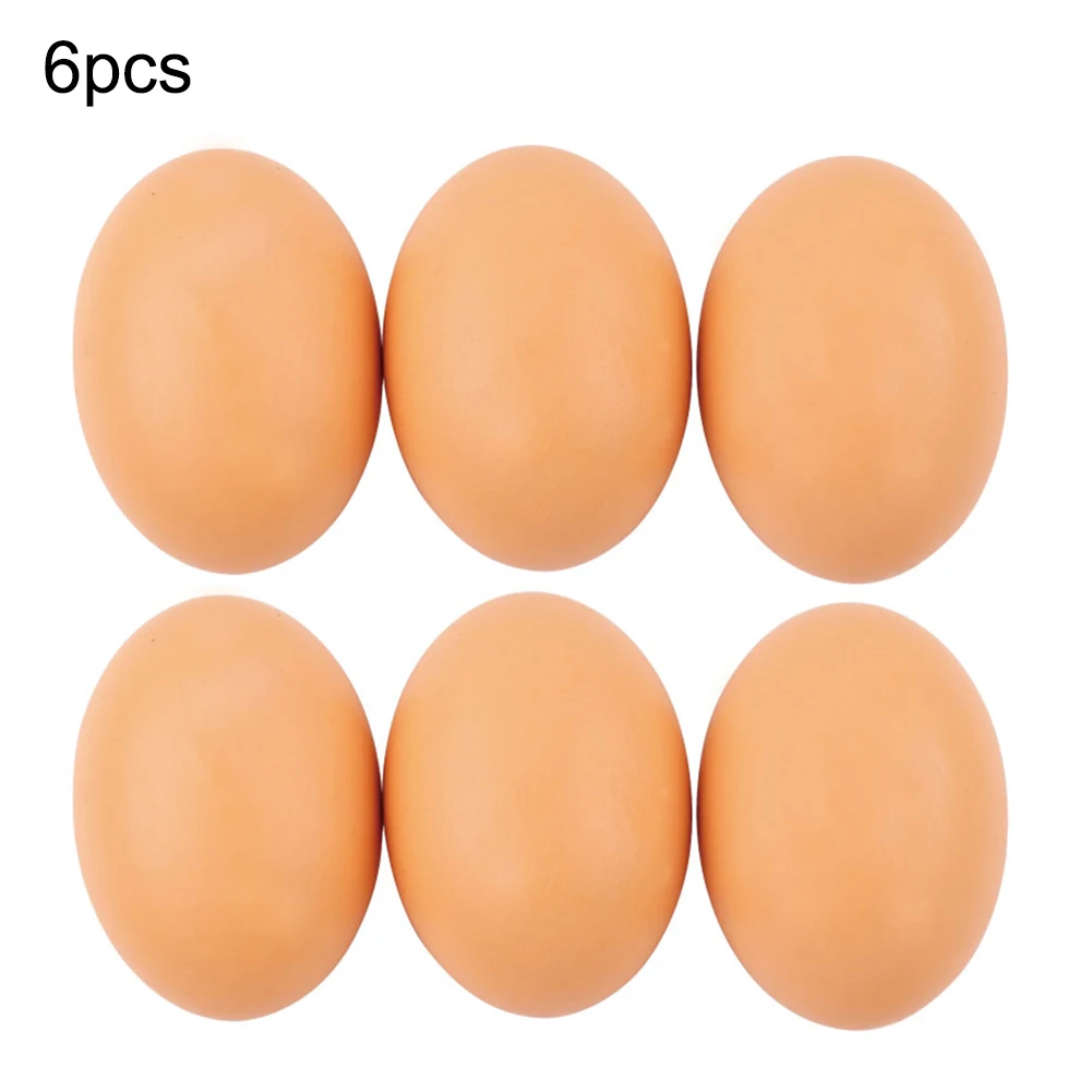 

6pcs/set Wooden Realistic Artificial Fake Joke Prank DIY Painting Eggs Toy Cooking Scene Props Pretend Play Child Kids Baby Gift