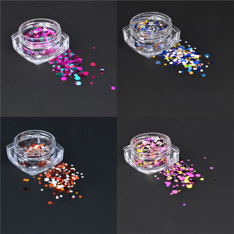 

WUF 1g Nail Art Round Decorations New Mini Thin Mixed Colorful 1-3mm Designs Glitter Paillette Nail Art Tips