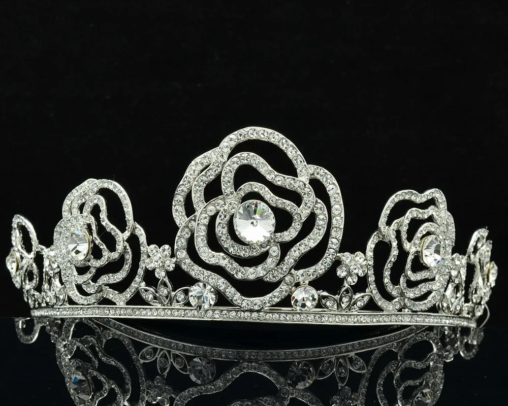 High Quality Flower Rose Tiaras and Crowns for Women Wedding Tiara Hair Accessories Bridal Prom