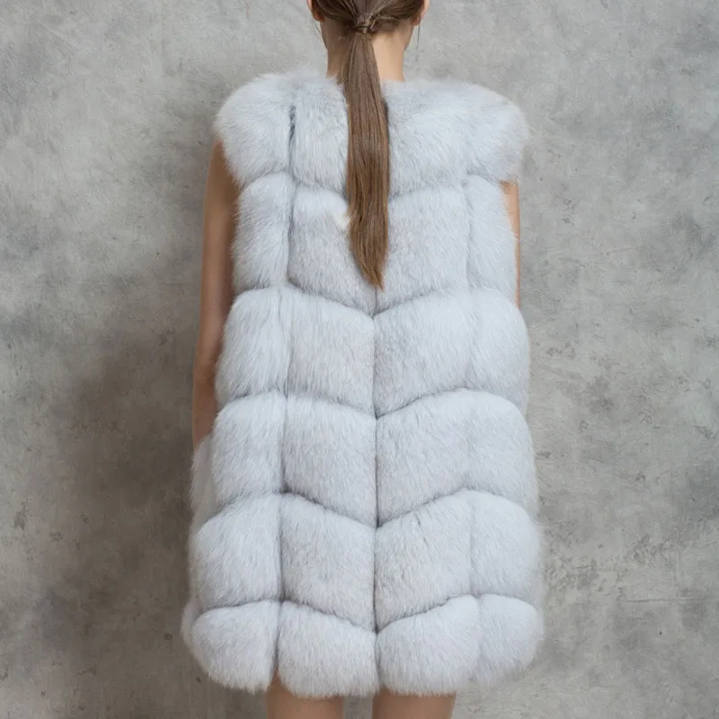 Зимний меховой жилет для женщин Элегантный Повседневный тонкий жилет без рукавов из искусственного лисьего меха зимняя куртка для женщин casaco feminino
