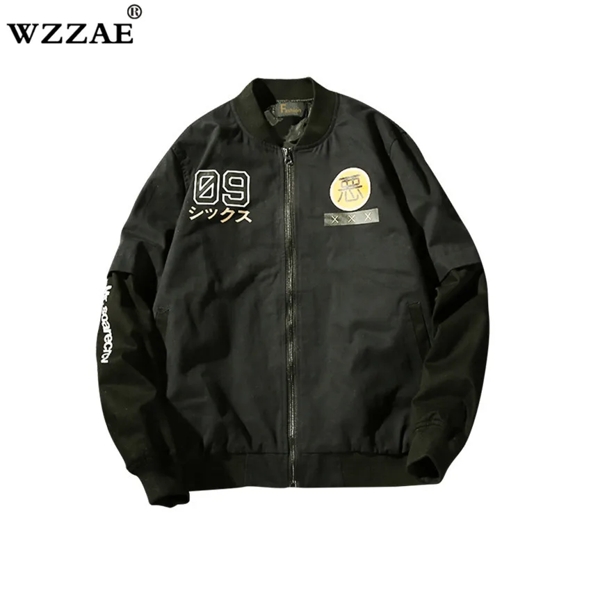 2018 Fashion Men Bomber Jacket Hip Hop Patch Designs Slim Fit Pilot Bomber Jacket Coat Men Jackets Plus Size M-XXL Drop Shipping