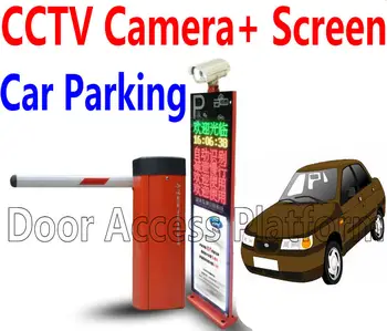 

LED Screen Advertisement VLPR 1 CCTV Camera Reader+ 1 Barrier gate for Car Parking system CCTV Car Vehicle License Plate control