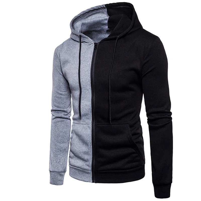 

New Hoodies Men 2019 Male Long Sleeve Hoodie Two-Color Stitching Sweatshirt Mens Hoodies Slim Tracksuit Large size M-3XL