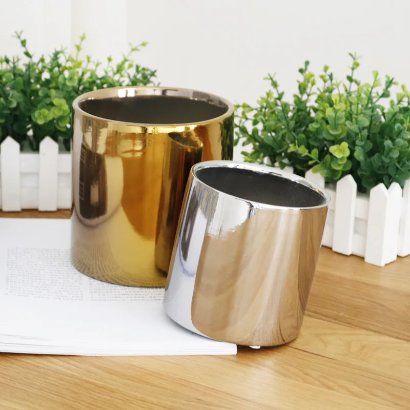Plating Gold/silver ceramic vase livingroom garden planting flowers pot Aristocratic room decoration accessories home decoration