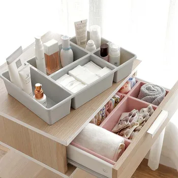 

Plastic Cosmetic Storage Box Multi-function Desktop Storage Boxes Drawer Makeup Organizers Stationery Storage Organizer -35
