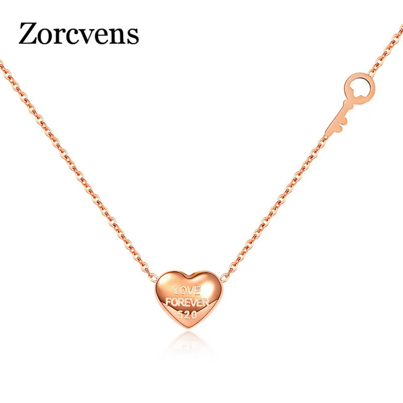 

LETAPI Women Jewelry Stainless Steel Chain Necklace Rose Gold Color Tiny Heart Shaped Necklaces Pendants