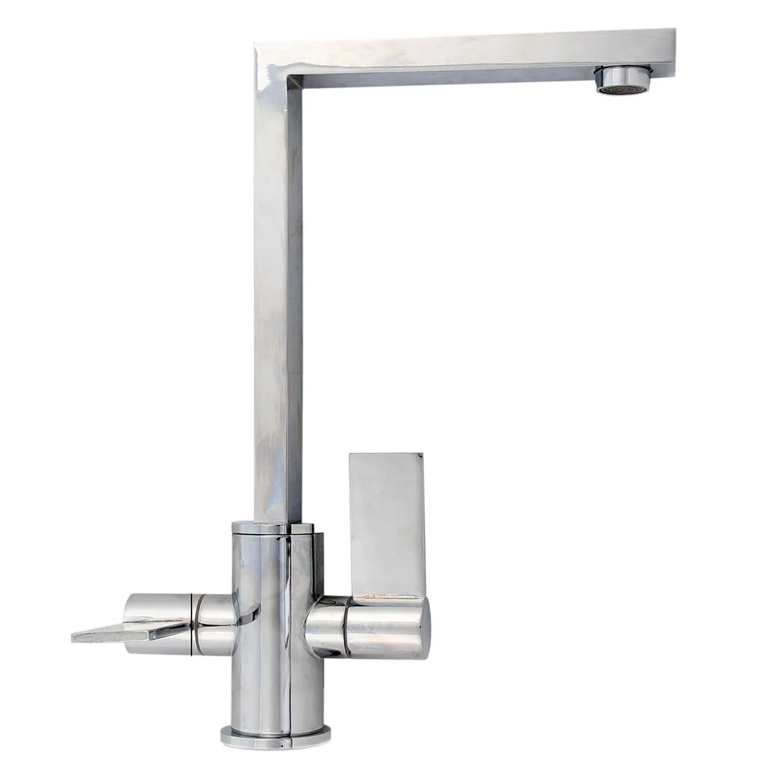 

Mixer Tap Kitchen Sink Modern Angular Chrome Dual Lever Streamlined NEW