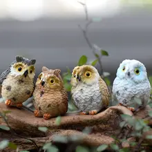 Figuras en miniatura de animales de búhos, Micro paisaje de resina, juguete artesanal de escritorio en miniatura para el hogar, maceta de flores de jardín, decoración, 1 ud.