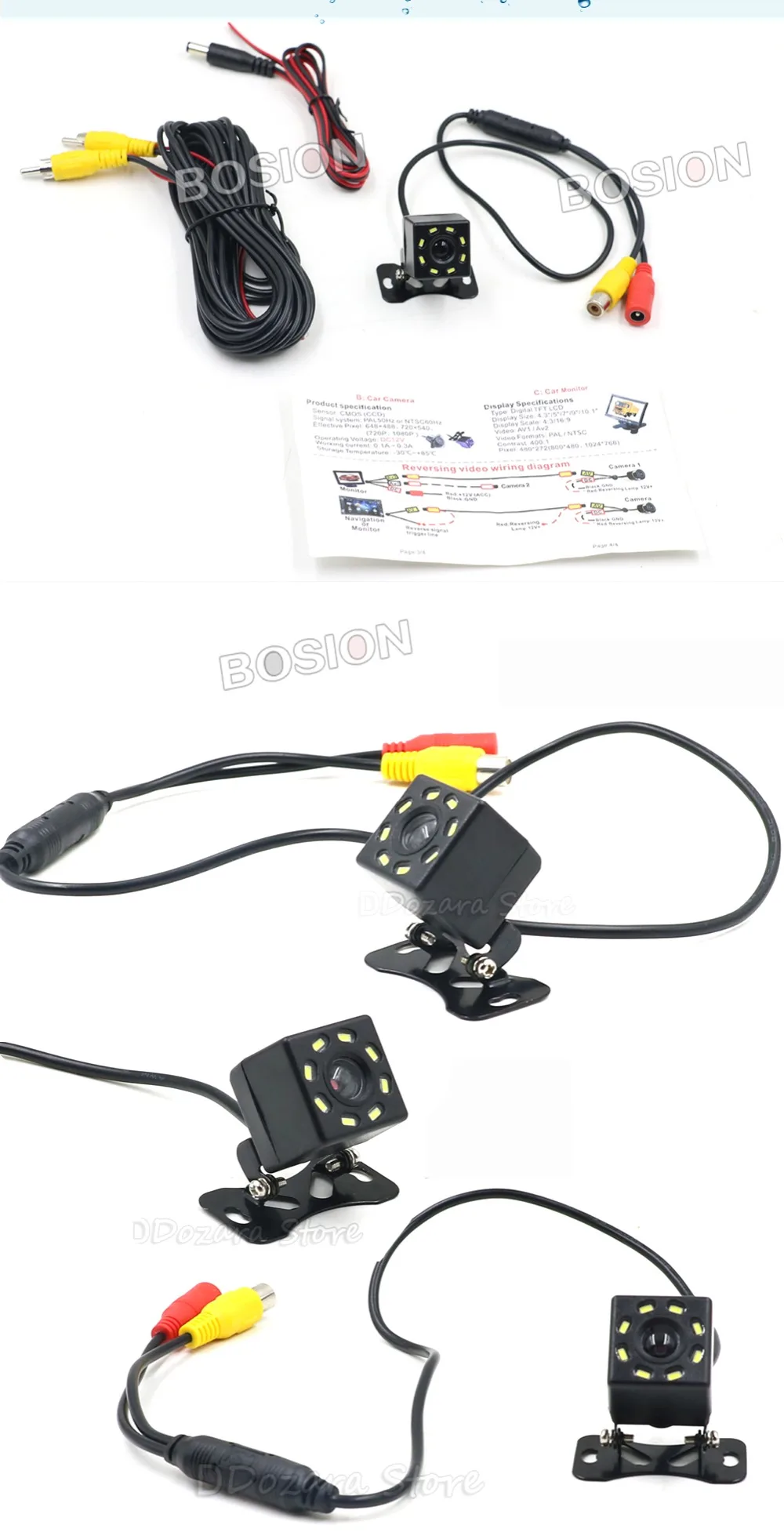 180 Angle Car Rear View Camera HD Night Vision Reverse Camera IP67 DC 12V Universal Autoradio Vehicle Parking Camera