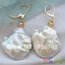 Xiuli 0023 32 мм белый барокко кеши возрождается жемчужина болтаются серьги