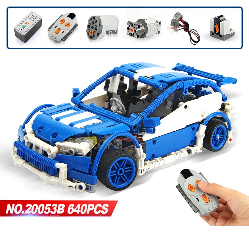 

Technic 20053B Legoing Blue Technic Hatchback Type Remote Control RC Car MOC-6604 Building Blocks 640pcs Toys For Children