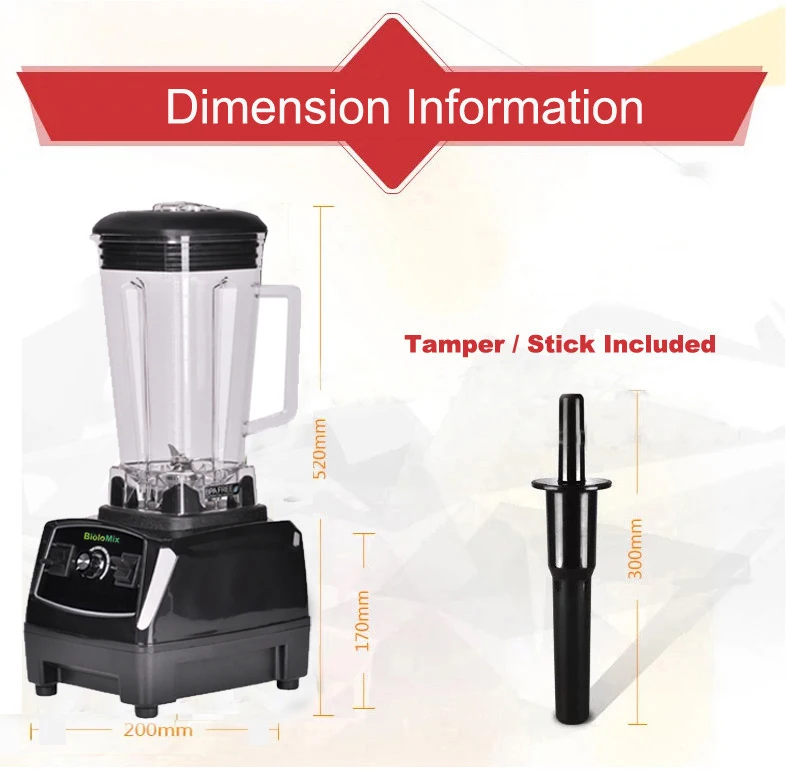  EU/US/UK/AU Plug BPA Free 3HP 2200W Heavy Duty Professional Blender Mixer Juicer High Power Fruit F